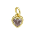 Ciondolo a cuore dorato con pietra portafortuna lilla per collane personalizzate - Stile Y / Collana di Giugno