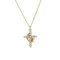 Collana con pendente a croce a corona d'oro di lusso con pietre preziose intarsiate - Bianco