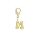 Porte-clés lettre M doré brillant avec fermoir mousqueton pour sac à main - M