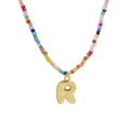 Collana di perline colorate con ciondolo a lettera R a bolla placcato oro 3D - Ciondolo Lettera R Dorato (Collana R)