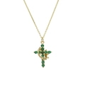 Collana a croce con drago dorato e pietre verdi con pendente a corona rotante di lusso - Verde