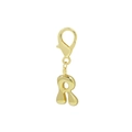 Porte-clés lettre R en métal doré brillant avec fermoir mousqueton et finition polie - Lettre R