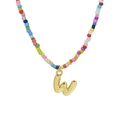 Collana boho con perline colorate e ciondolo a lettera W dorata a bolla - Ciondolo Lettera W Dorato (Collana W)