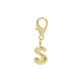 Porte-clés lettre S en métal doré poli avec fermoir mousqueton pour accessoires - S