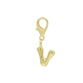 Pendentif lettre V dorée polie avec fermoir mousqueton pour décoration de sacs - Lettre V