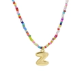 Ciondolo a lettera Z 3D su una collana di perline colorate con placcatura oro - Ciondolo Lettera Z Dorato (Collana Z)