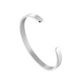 Bracelet jonc minimaliste en forme de C de 6mm en acier inoxydable argenté brossé - Argent Hommes