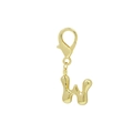 Porte-clés lettre W dorée en métal poli avec fermoir mousqueton pour sac à main - Lettre W