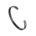 Bracelet jonc ouvert de 6mm en acier inoxydable gris mat avec finition brossée - Noir Homme