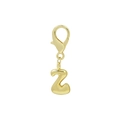 Porte-clés lettre Z 3D avec placage à l'or brillant et fermoir mousqueton en métal - Lettre Z
