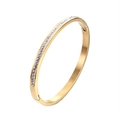Bracelet jonc minimaliste en acier plaqué or 18K serti de pierres de zircon brillant - Simple Rangée Pierres Couleur Or