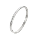 Silver-colored brushed titanium steel bangle with sparkling inlaid diamonds and side hinge - Silver Eternity Band