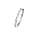 Polished silver-tone titanium steel bracelet with two rows of sparkling cubic zirconia - Silver Double Row Zirconia