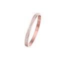 Minimalist rose gold titanium steel bracelet with pavé set crystals and 18K plating - Rose Gold Double Row Zirconia