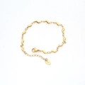 Minimalistisches goldenes S-Gliederkettenarmband mit K18-Goldstempel und Karabiner - Wellenverbindung Minimalistischer Stil (C006)