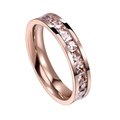 Bague éternité en or rose sertie d'une rangée de zircons cubiques de taille carrée - US 5 / Anneau Or Rose + Zircon Blanc