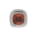 Quadratische orange Zirkon-Geburtssteinperle mit silberner Fassung für DIY-Schmuck - Januar-Silber