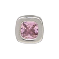 Geometrischer Anhänger mit rosa Zirkonia und Silberfassung für DIY Schmuckdesign - Oktober-Silber