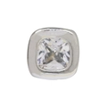 Quadratischer Messing-Zirkonia-Anhänger mit klarem Edelstein und Silber-Finish - April-Silber