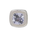 Minimalistischer quadratischer Silberanhänger mit Zirkon im Kissenschliff für DIY-Schmuck - Juni-Silber