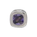 Quadratische Messingperle mit violettem Zirkonia-Geburtsstein für DIY-Schmuck - Februar-Silber