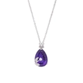 Collier avec pendentif goutte en pierre violette et détail de feuille argentée en acier - Style Goutte Violette Argentée (N200)