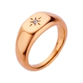 Chevalière dorée style vintage français avec motif étoile et cristal central scintillant - US 6 / Or Rose (Étoile à Huit Branches)