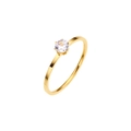 Bague élégante en acier inoxydable doré ornée d'un diamant solitaire rond scintillant - US 5 / Or (R033)