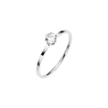 Bague classique en acier titane argenté avec diamant rond solitaire serti à six griffes - US 5 / Argent (R033)
