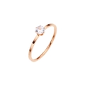 Bague étroite en or rose avec un zircon rond étincelant dans un serti à six griffes - US 5 / Rose Gold (R033)