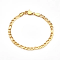 Bracelet chaîne Figaro élégant plaqué or avec un fermoir mousqueton classique pour femme - Or