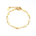 Élégant bracelet en acier inoxydable plaqué or 18 carats avec maillons croix et fermoir mousqueton - Or