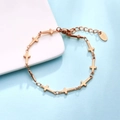 Polished rose gold cross charm bracelet in titanium steel with K18 tag and lobster clasp - Cross Link Bracelet (C021) / Rose Gold