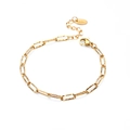 Gold paperclip chain bracelet in stainless steel with lobster clasp and K18 tag - Embossed Bracelet / Gold