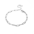 Silver-toned paperclip chain bracelet with lobster clasp and K18 engraved tag - Embossed Bracelet / Steel