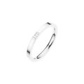 Bague minimaliste en acier titane argenté avec petit diamant carré pour femme - Taille 5 / Acier