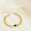 Gold-plated Cuban chain bracelet with rectangular black gemstone and lobster clasp - Rectangular Gemstone (C063) / Gold + Black