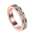 Bague minimaliste en acier inoxydable or rose avec incrustation de cristaux brillants - US 5 / Or rose
