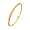 Dettaglio del bracciale in acciaio al titanio dorato con zirconi e chiusura a cerniera - Stile Bambù Prisma (HMSZ040) / Oro