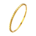 Detalle del brazalete de acero inoxidable chapado en oro 18K con estrellas de circonita - Estilo de Panal Hexagonal (HMSZ047 Oro)