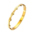 Detail view of gold titanium heart bangle with sparkling zircon stones and side clasp - Heart Chain Gold (HMSZ052-2)