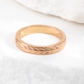 Elegante ring van roségoud titaniumstaal met een gedetailleerd ontwerp van tarwebladpatroon - Maat 5 / Tarwepatroon Stijl (R042) / Roségoud