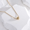 Collier minimaliste en acier inoxydable doré avec chaîne vénitienne et perle lisse - Or