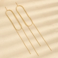 Golden multi-layer tassel threader earrings with geometric U-shaped frame and long chains - Gold Tassel Earrings