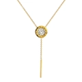 Elegante goldene Y-Halskette mit römischem Ziffernring und funkelndem Zirkonstein - Halskette