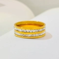 Elegant gold double-row rhinestone ring in titanium steel with a minimalist starry finish - Double Row Zirconia Gold