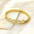 Chic gold-plated stainless steel heartbeat bangle with sparkling zircon inlay for women - Gold