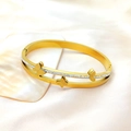 Elegant gold butterfly bangle with double-row crystals and sandblasted finish design - Z113A Gold Color