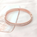 Elegant rose gold titanium steel bracelet with double rows of crystals and buckle closure - Rose Gold