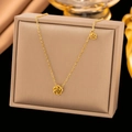 Elegant 18k gold plated rose pendant necklace set on a premium leather jewelry box - Camellia Style (H1089)